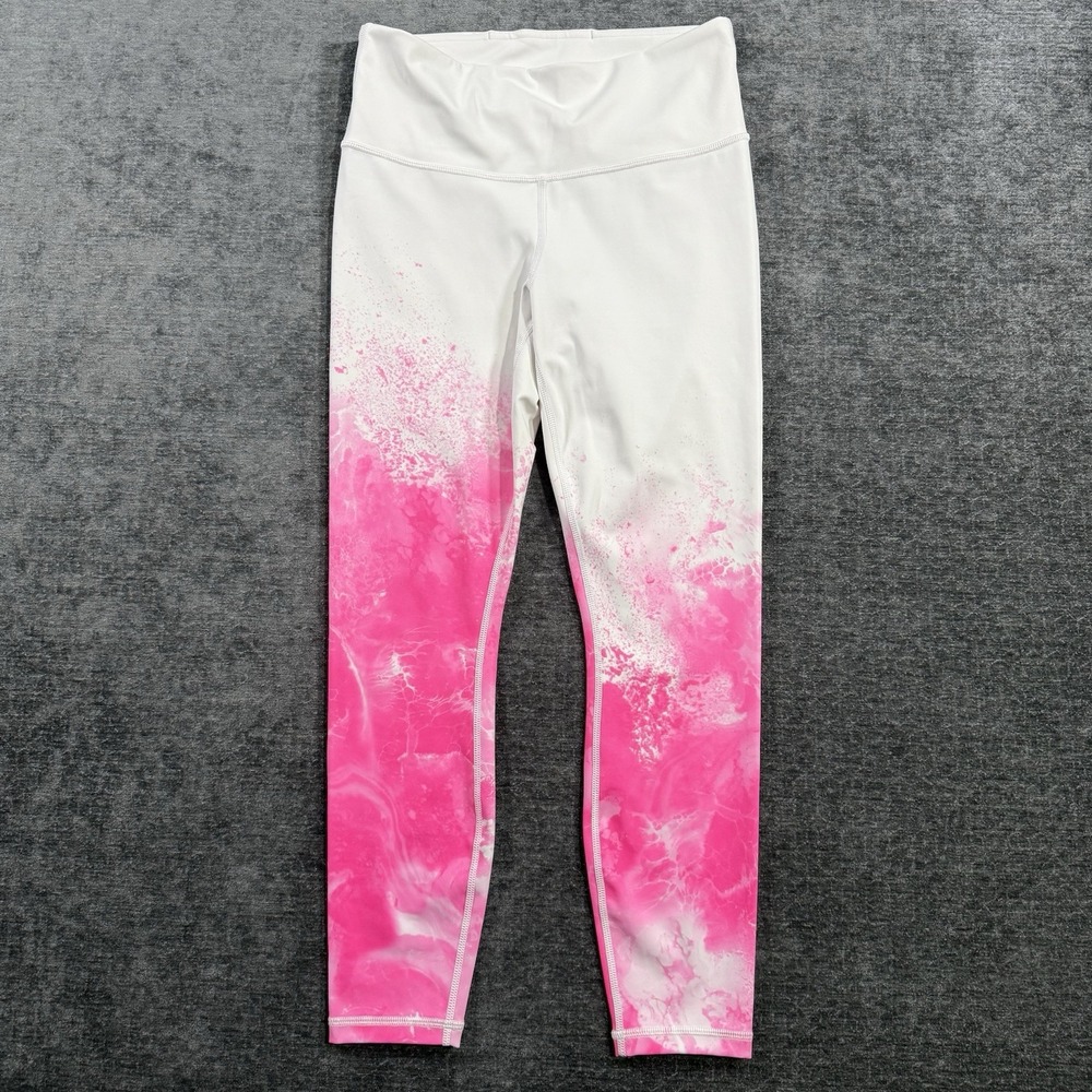 Athleta Women's Leggings Size Small White Pink Elation Mineral Tight Yoga Pants